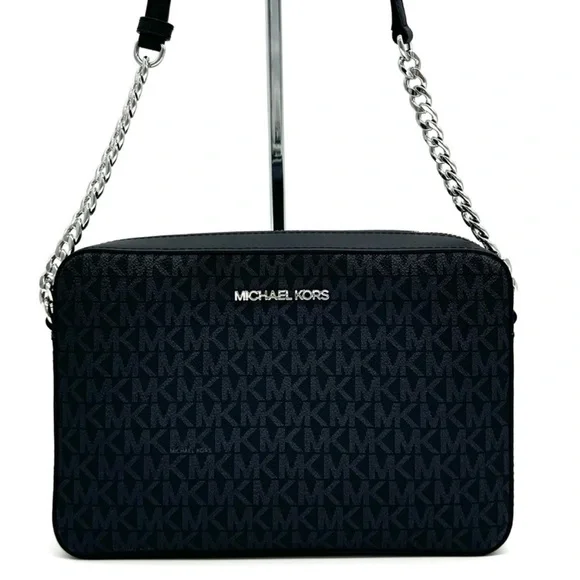 Michael Kors Large Jet Set Item EW Crossbody Bag Black Signature